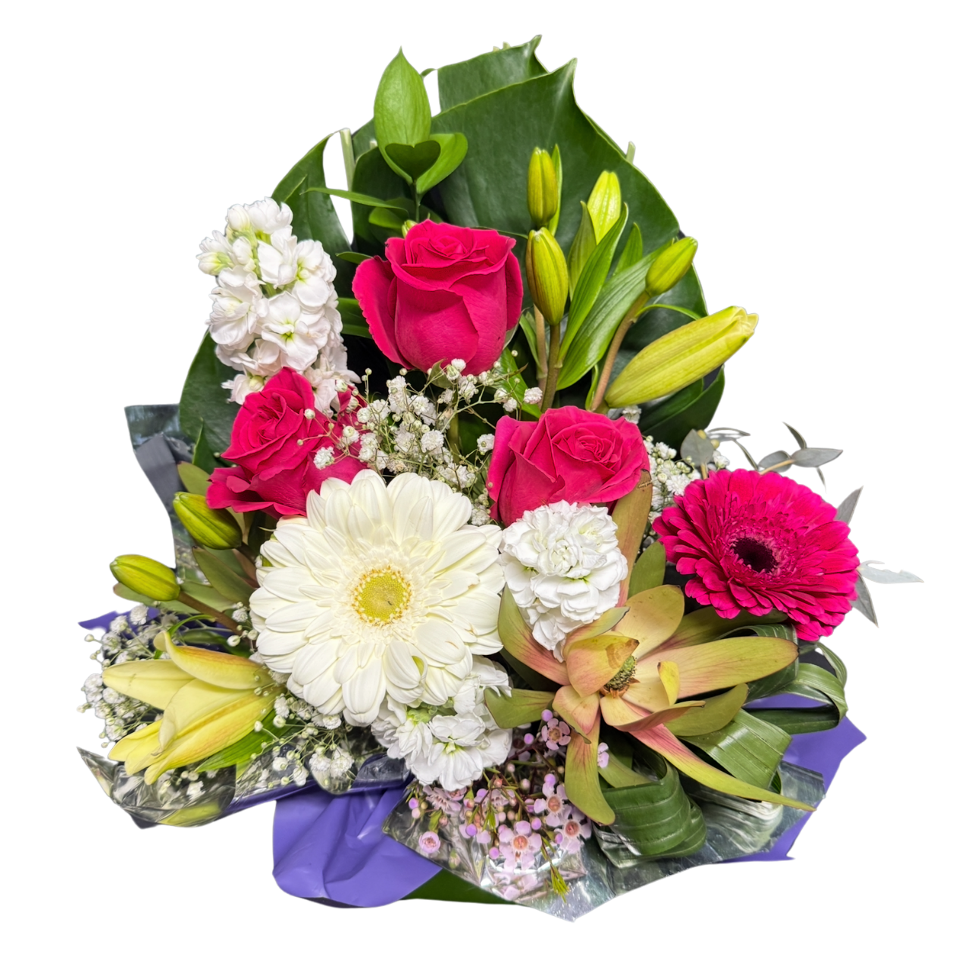 Large Rose Tulip Gerbera Box Arrangement