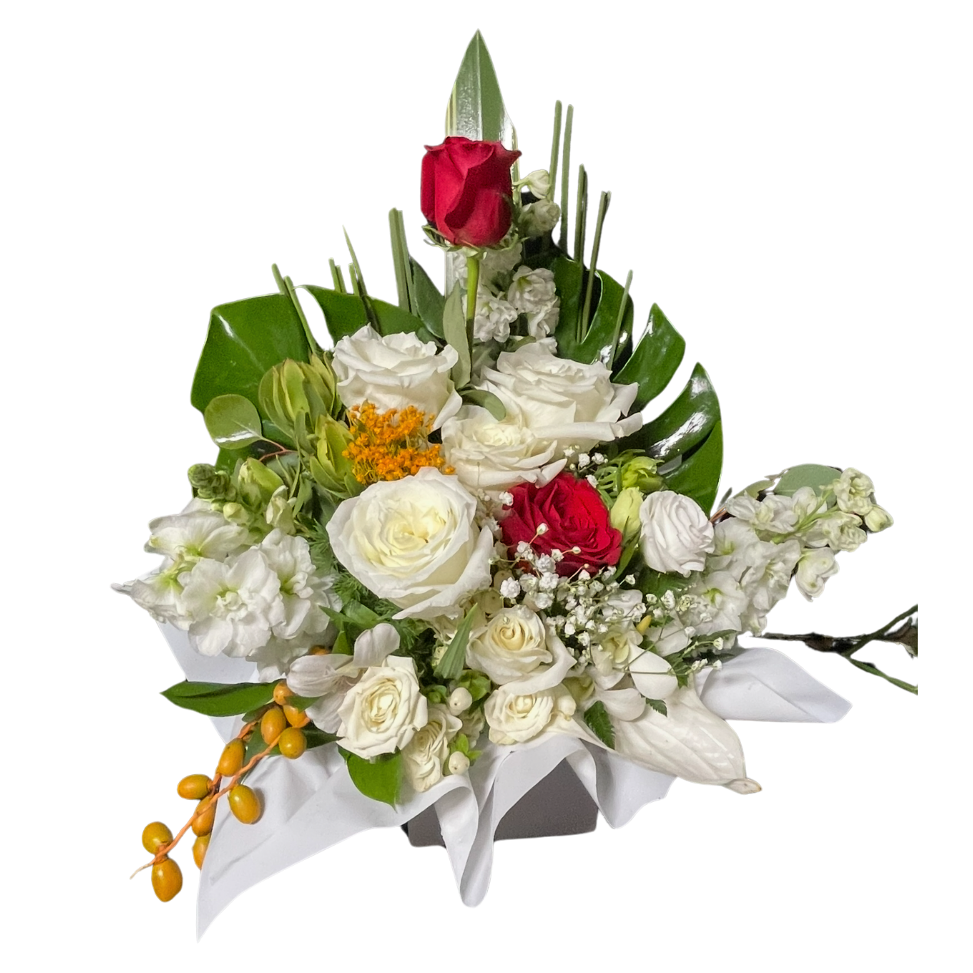 Large White and Red Box Arrangement