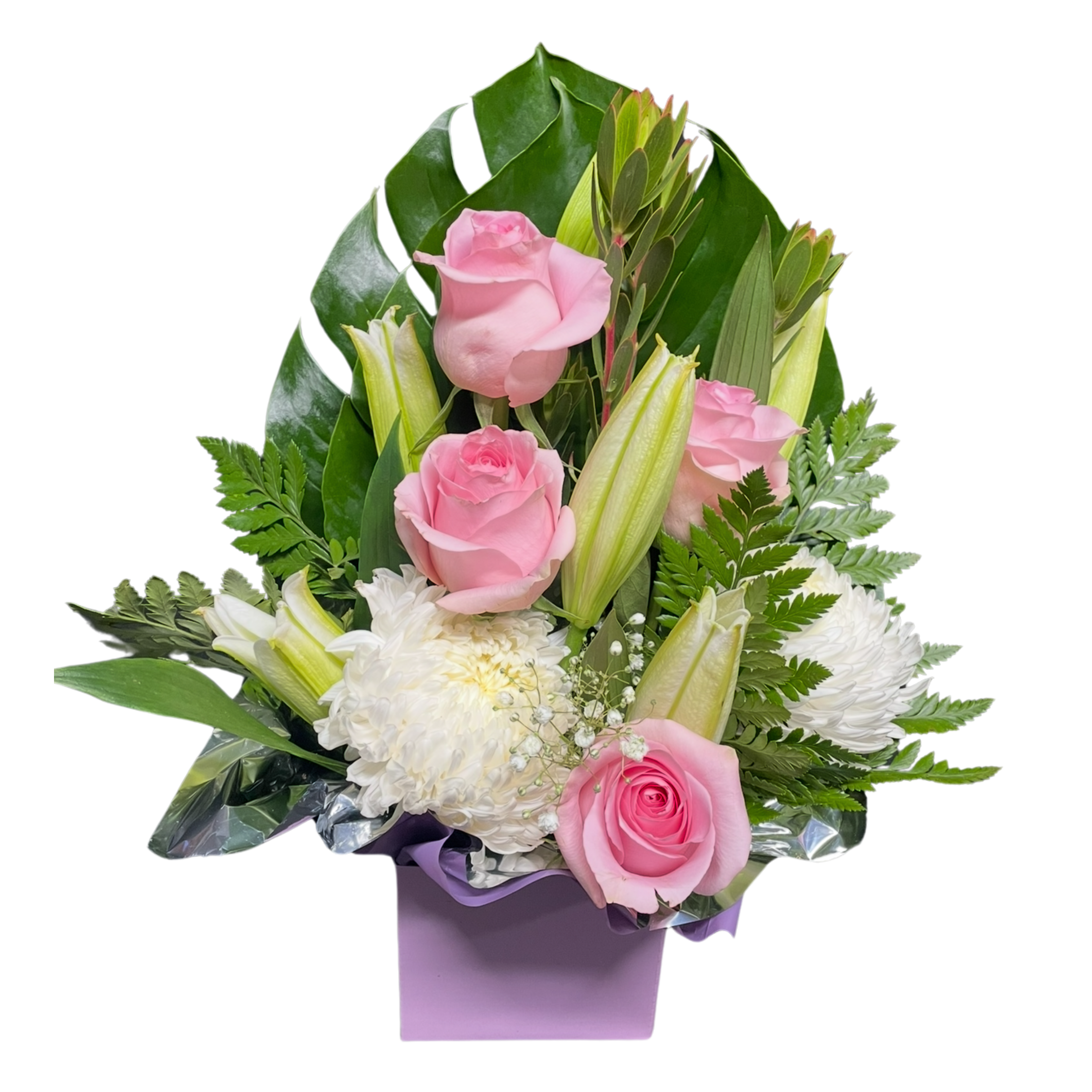 Pink and White Box Arrangement