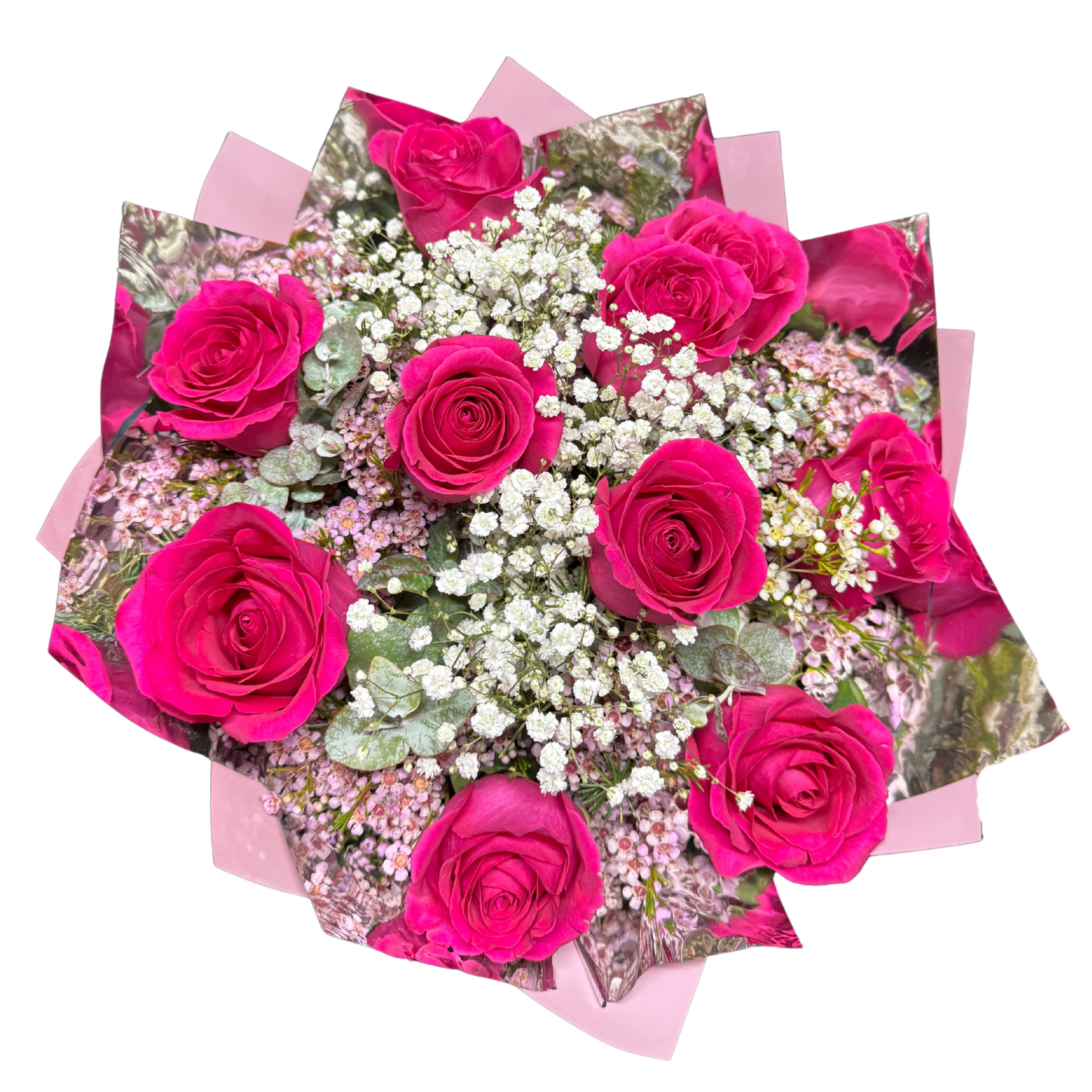Large Bright Pink Rose Bouquet